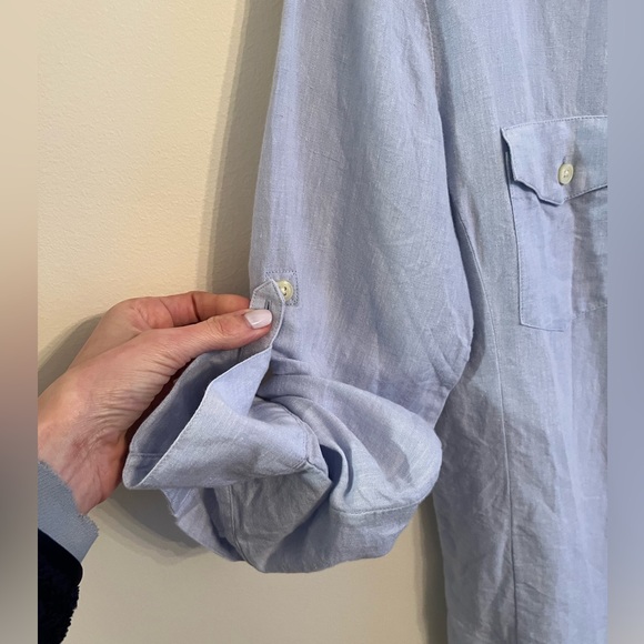 Banana Republic light blue flax (linen)/cotton blend button down w/ roll sleeve - Picture 11 of 11